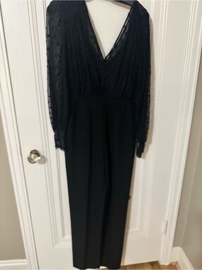 SALONI Black Sheer Dot-Textured Jumpsuit